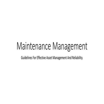 Maintenance management