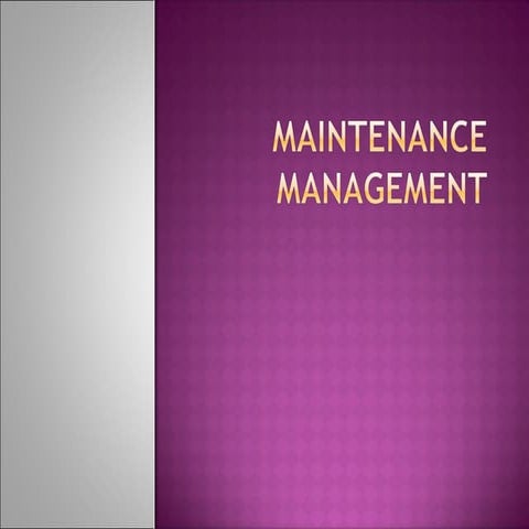 Maintenance management- Production Management
