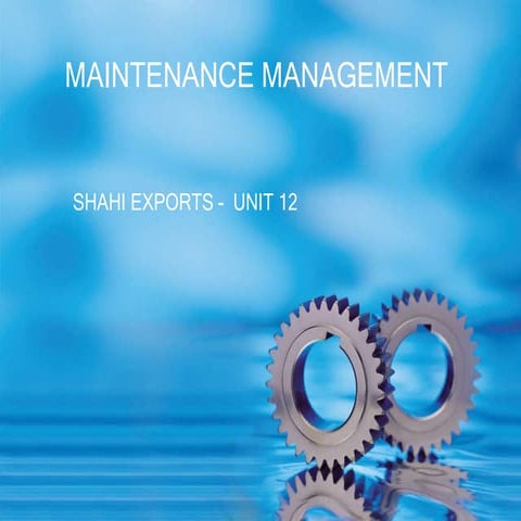 Maintenance management
