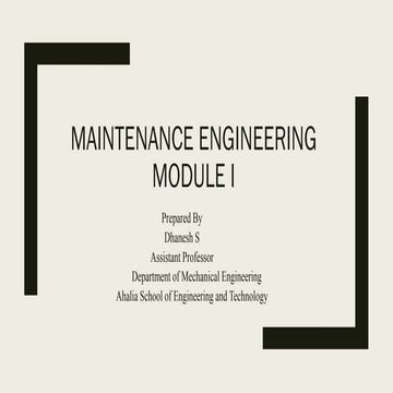 Maintenance module 1 ppt number 1