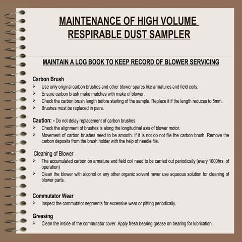 Maintenance of High Volume Dust Repairable Sampler | PDF