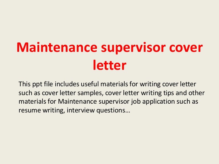 maintenance cover letters