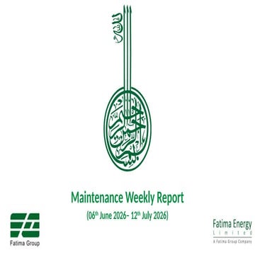 Comprehensive Maintenance Weekly Report and Project Updates for ...