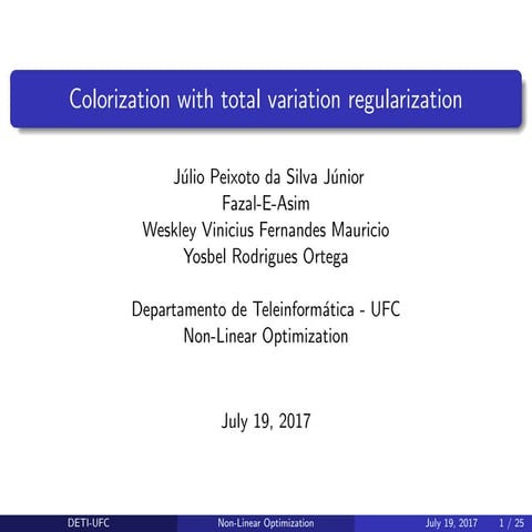 Colorization with total variantion regularization