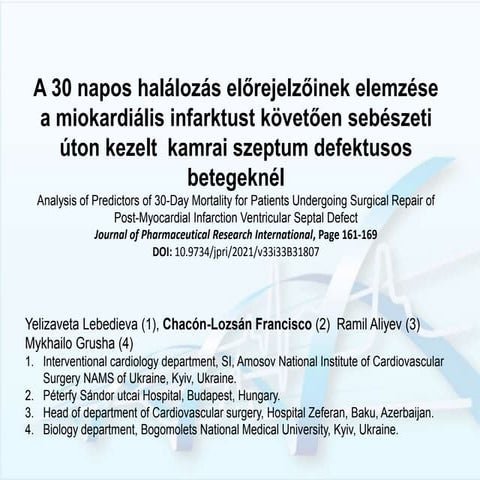 2021 MAITT kongrezus poster: A 30 napos halálozás előrejelzőinek elemzése a m...