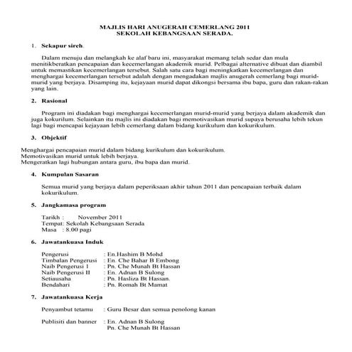 Majlis hari anugerah cemerlang 2011