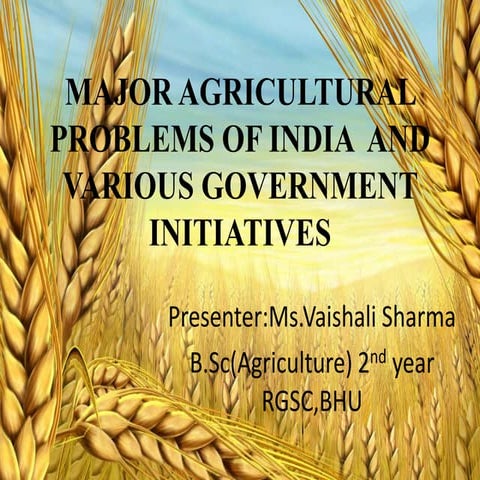 Major agricultural problems of india  and various government initiatives
