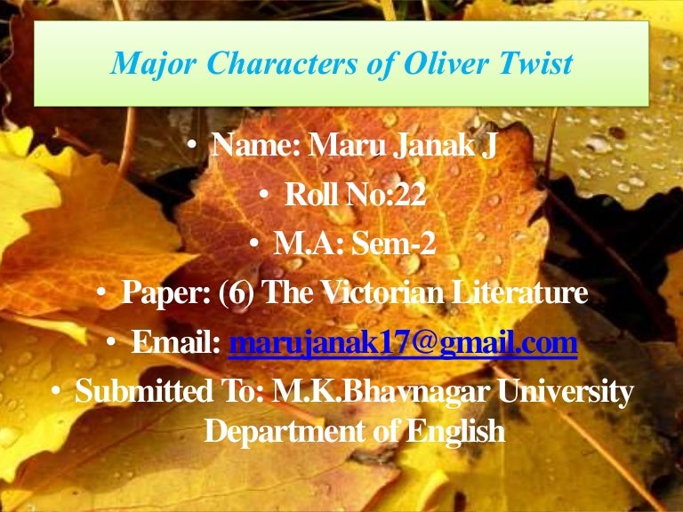 Major characters of oliver twist