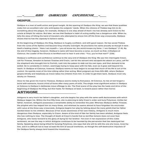 Major chracters analysis