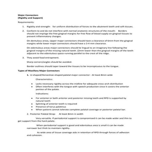 Major connectors notes