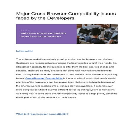Major Cross Browser Compatibility issues faced by the Developers