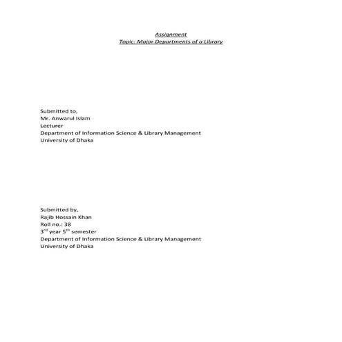 Major departments of a library