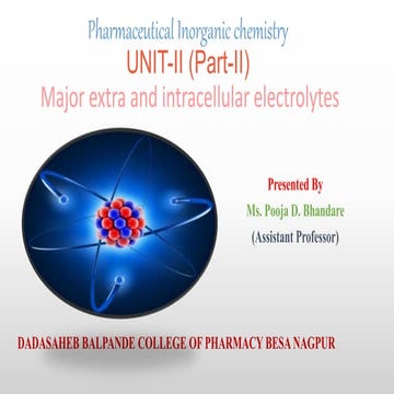 Major extra and intracellular electrolytes. Pharmaceutical Inorganic chemistry UNIT-II (Part-II)