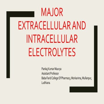Major extra and intracellular electrolytes. Pharmaceutical Inorganic ...