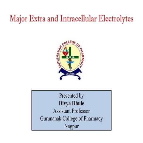 Major extra and intracellular electrolytes. Pharmaceutical Inorganic ...