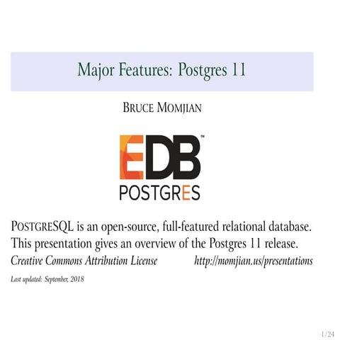 Major features postgres 11 | PPT