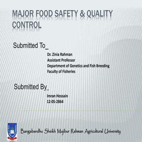 Major food safety & quality control
