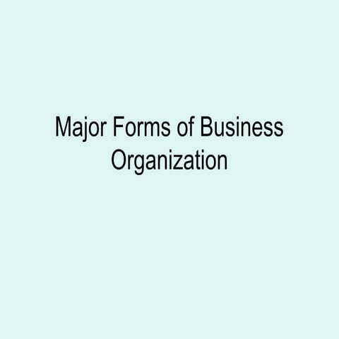 Forms of business organization