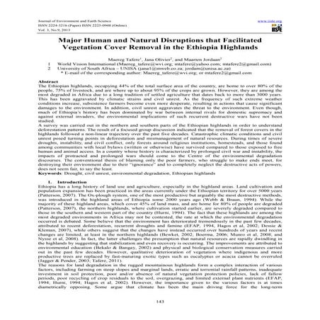 Major human and natural disruptions that facilitated vegetation cover removal...