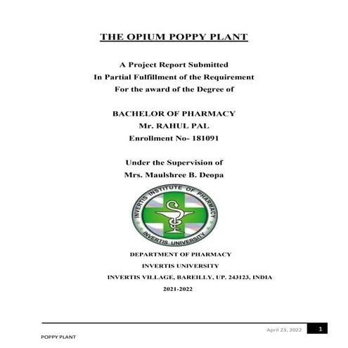 Major Project (B. Pharm) OPIUM POPPY PROJECT.pdf