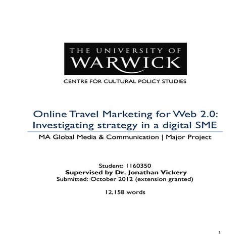 Online Travel Marketing for Web 2.0 | MA project