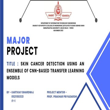 Major Project Final Year Engineering on Skin Cancer Detection | PDF