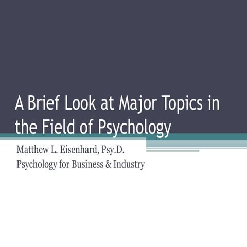 PSY 126: Major Topics in Psychology