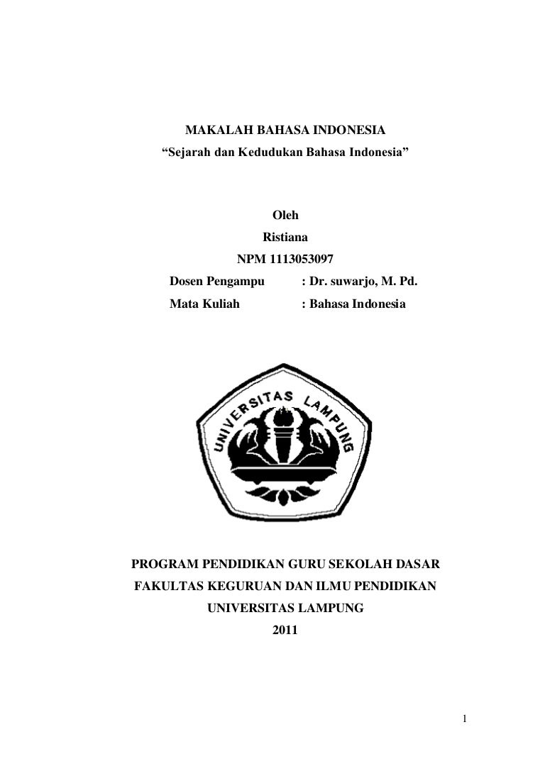 Sejarah Dan Kedudukan Bahasa Indonesia