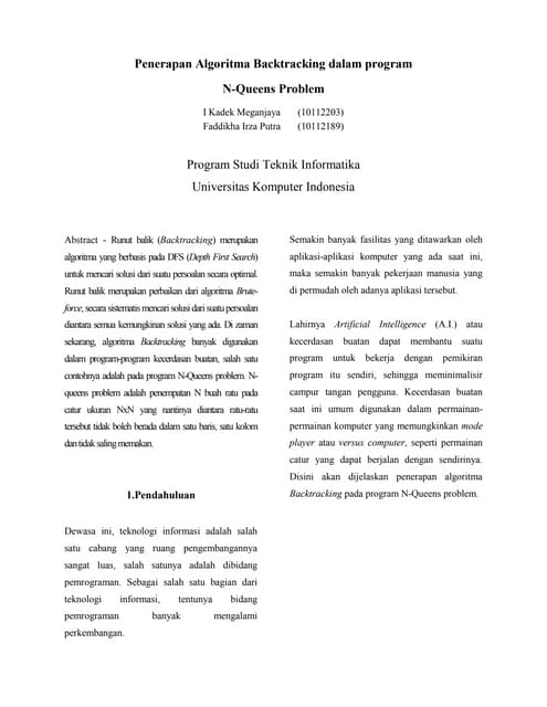Makalah n-queen problem