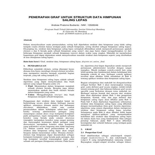 Penerapan Graf untuk Struktur Data Himpunan Saling Lepas