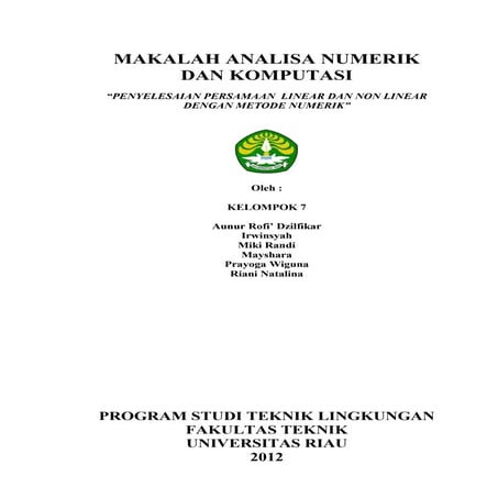 Makalah analisa numerik dan komputasi tugas kelompok
