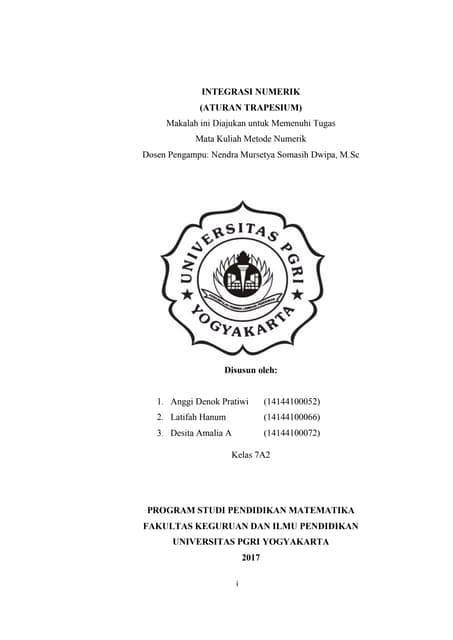 Makalah aturan trapesium