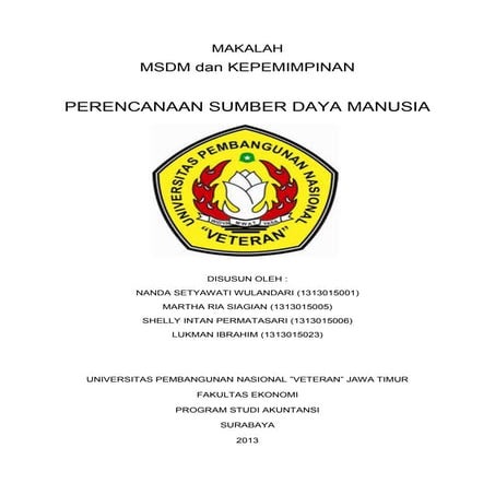 Makalah Perencanaan Sumber Daya Manusia