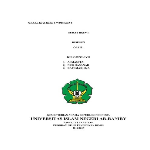 Makalah bahasa indonesia tentang surat resmi