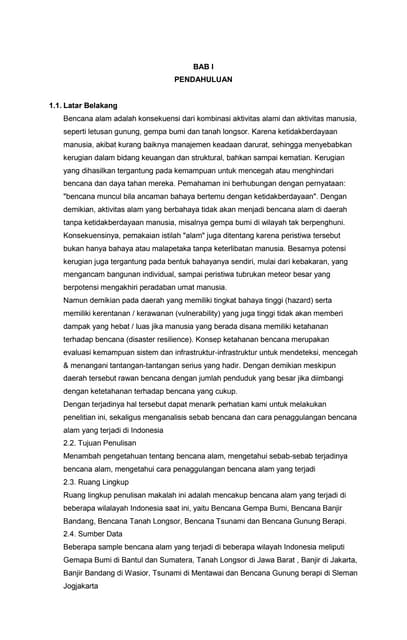 makalah fenomena alam Permasalahan dalam penanggulangan bencana