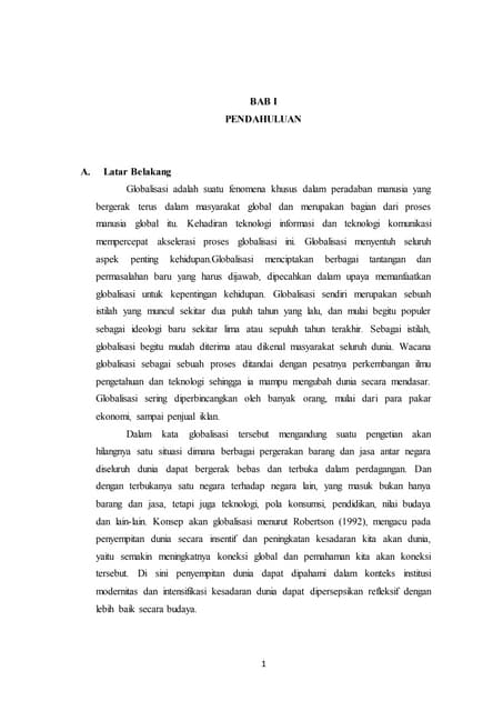 Makalah Globalisasi Dalam Budaya