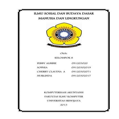 ILMU SOSIAL DAN BUDAYA DASAR MANUSIA DAN LINGKUNGAN