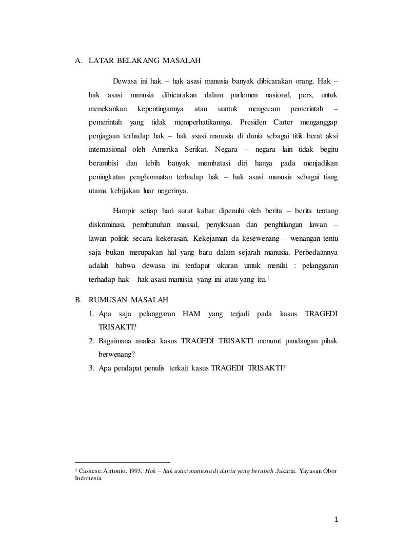 Makalah Hukum Dan Ham Studi Kasus Trisakti Uin Suka