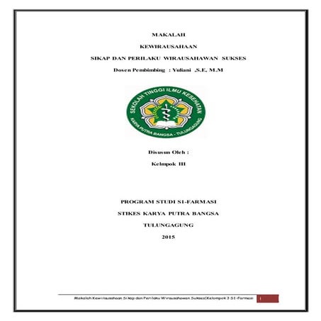 Sikap dan perilaku wirausahawan sukses