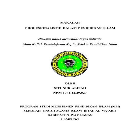 Makalah kapita selekta profesionalisme dalam pendidikan islam