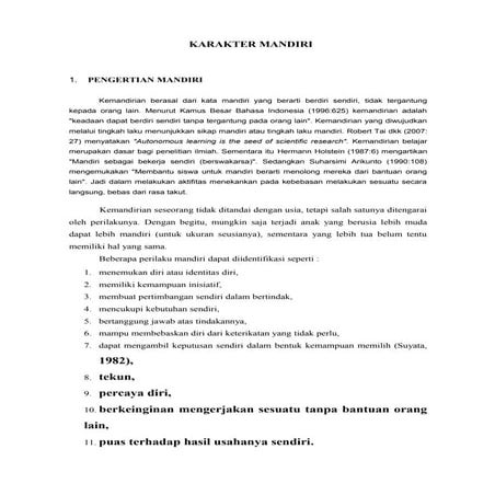 Makalah karakter mandiri