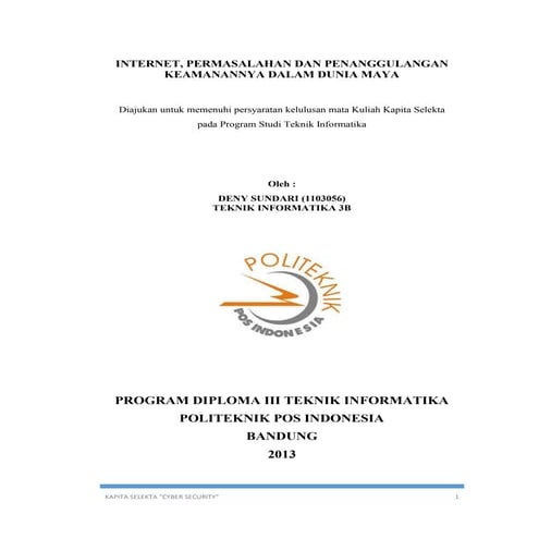 Makalah keamanan jaringan internet (internet, permasalahan dan penanggulangan...