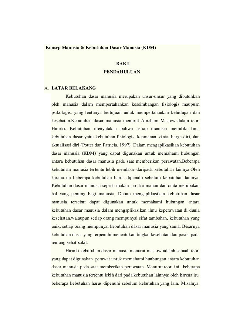 Makalah Kebutuhan Dasar Manusia