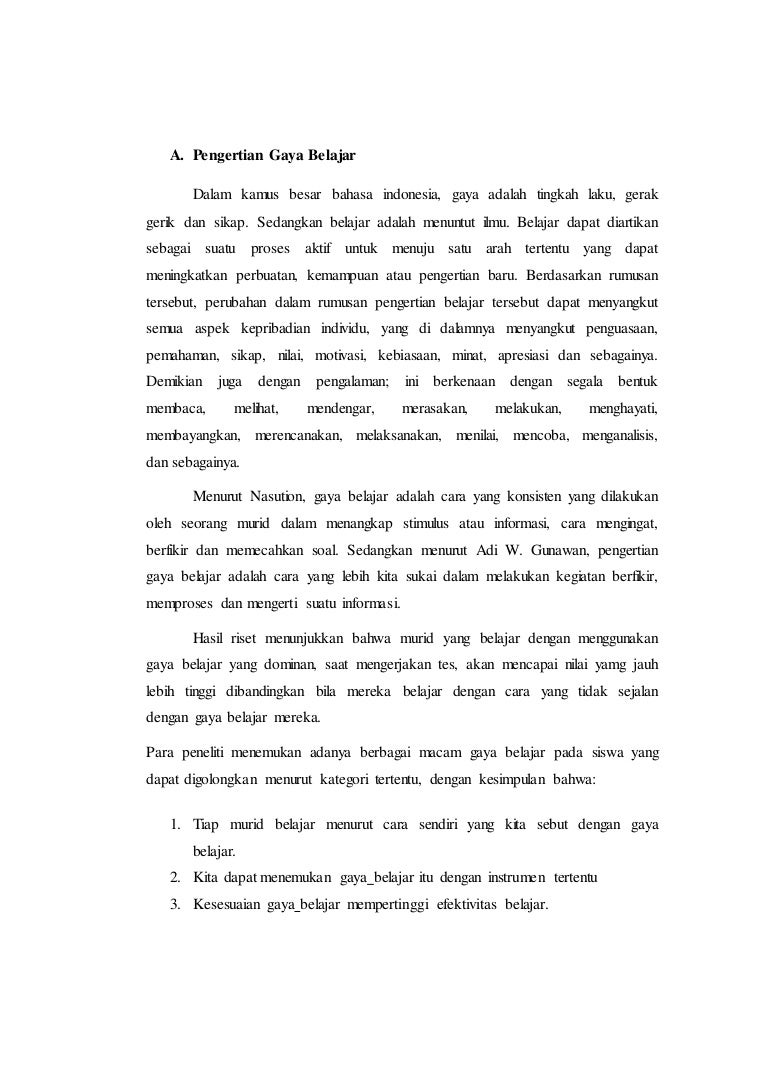 Makalah Kelompok 2 Tentang Gaya Belajar