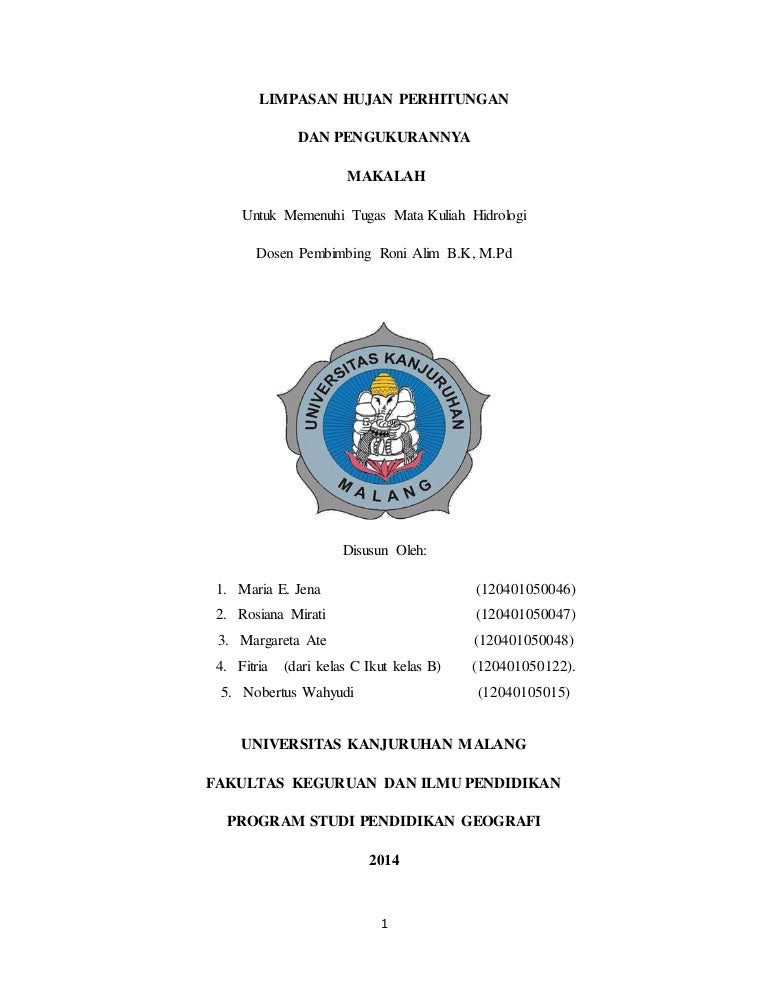 Limpasan Air Hujan Dan Pengukurannya