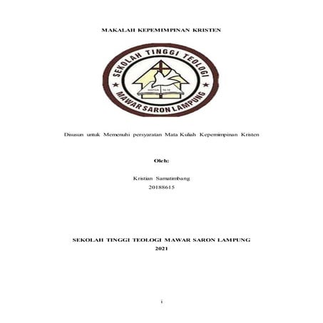 Makalah kepemimpinan kristen