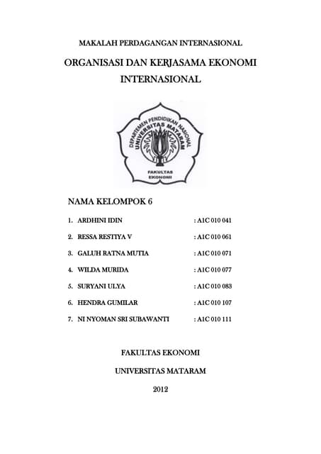 Organisasi Perdagangan Dunia (World Trade Organization). | PPTX