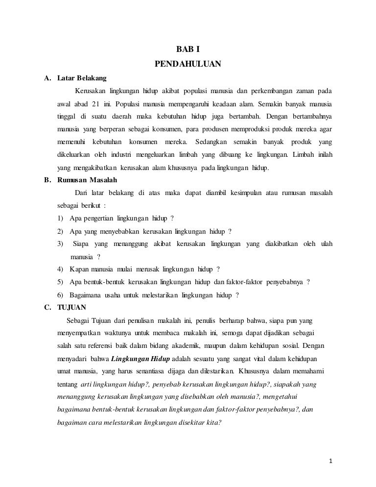 Makalah Kerusakan Lingkungan Hidup Akibat Populasi Manusia