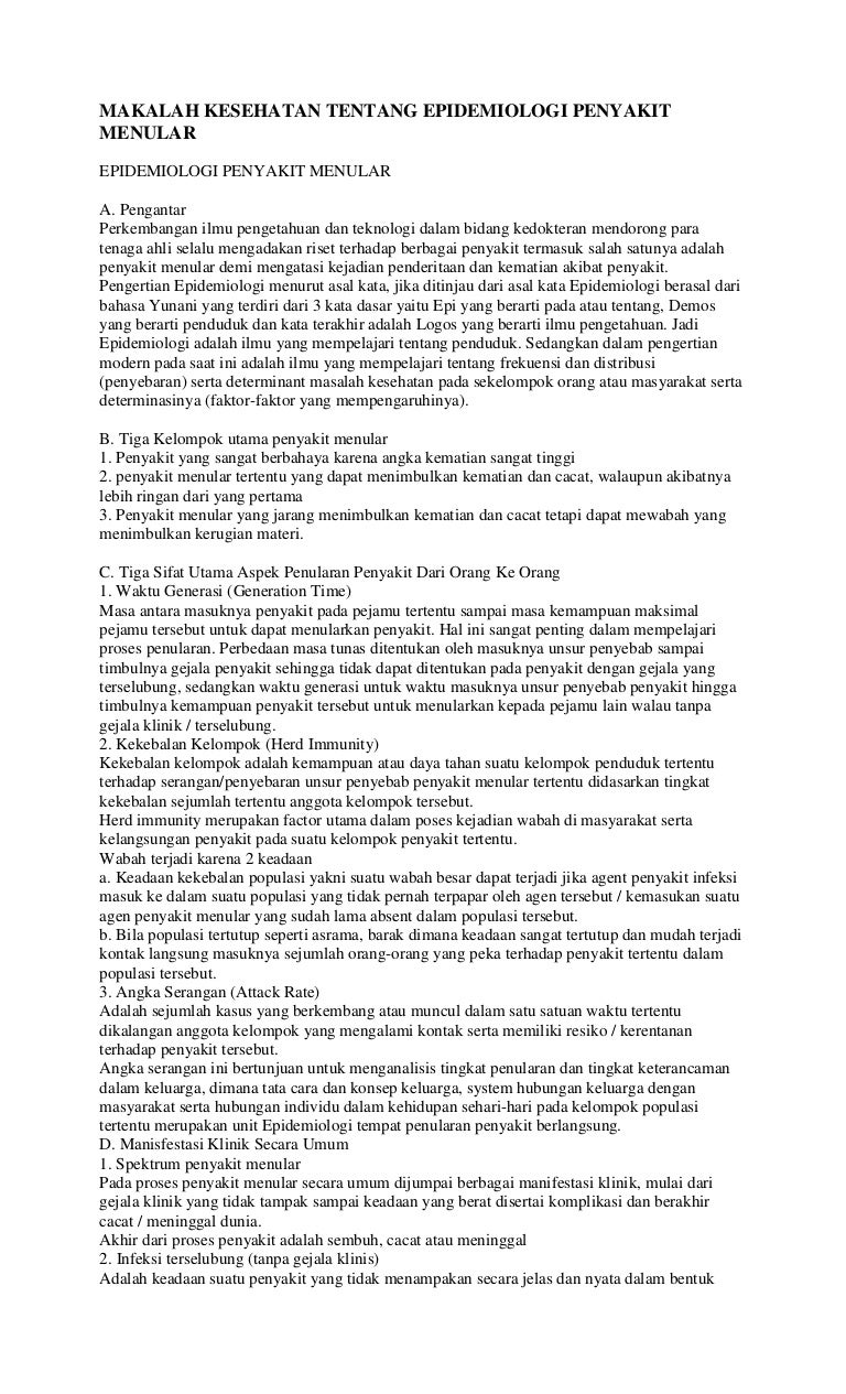 Makalah kesehatan tentang epidemiologi penyakit menular 