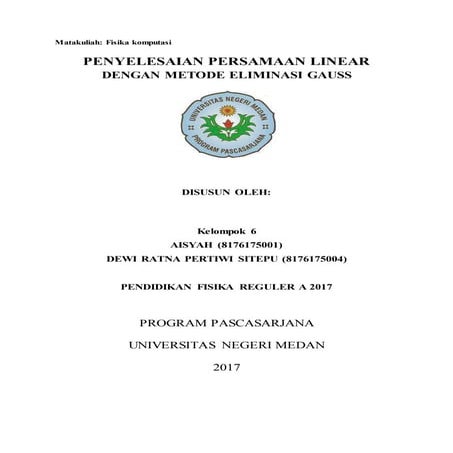 Makalah matrik dan sistem persamaan linear